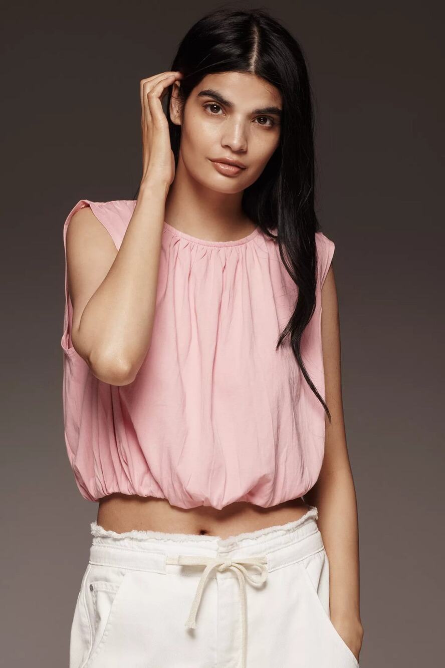 By Anthropologie Crop Bubble-Hem Tank Top - XL